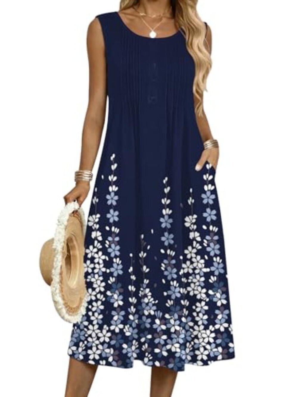 🆕 Summer Dresses for Women Flowy Aline Casual Midi Tank Dress Beach Boho